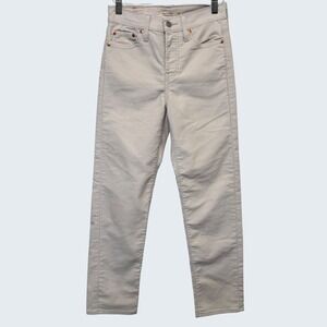 Levis Women's Wedgie Straight Corduroy Pants 24 Cream High Rise Button Fly 26x27